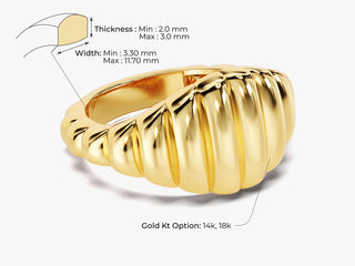 Bold Wavy Signet Ring 14k Solid Gold