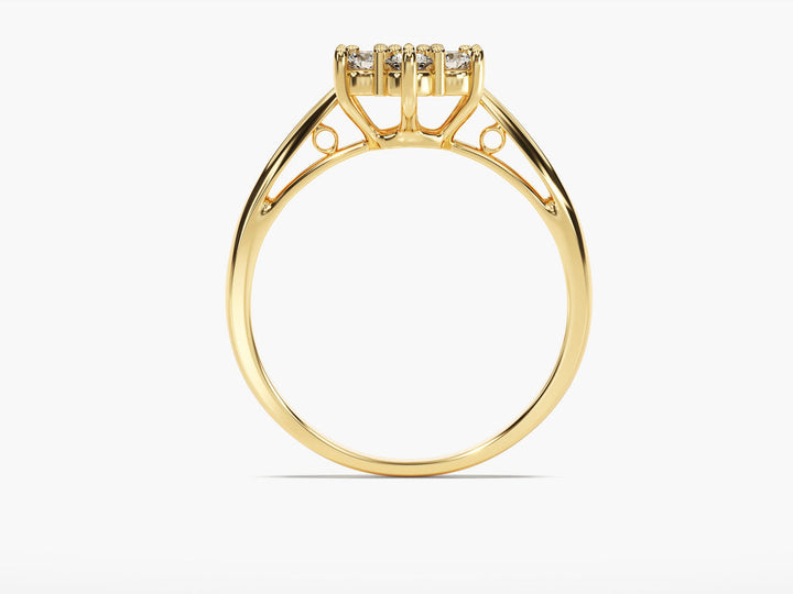 Round Lab Grown Floral Diamond Engagement Ring For Women