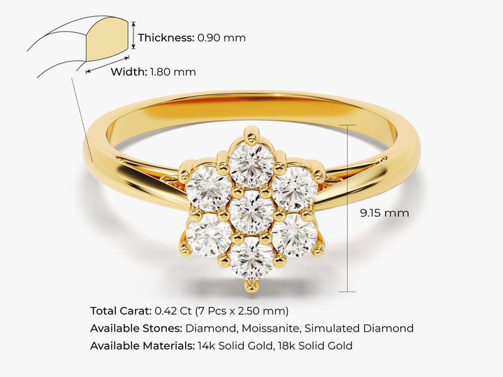 Round Lab Grown Floral Diamond Engagement Ring For Women
