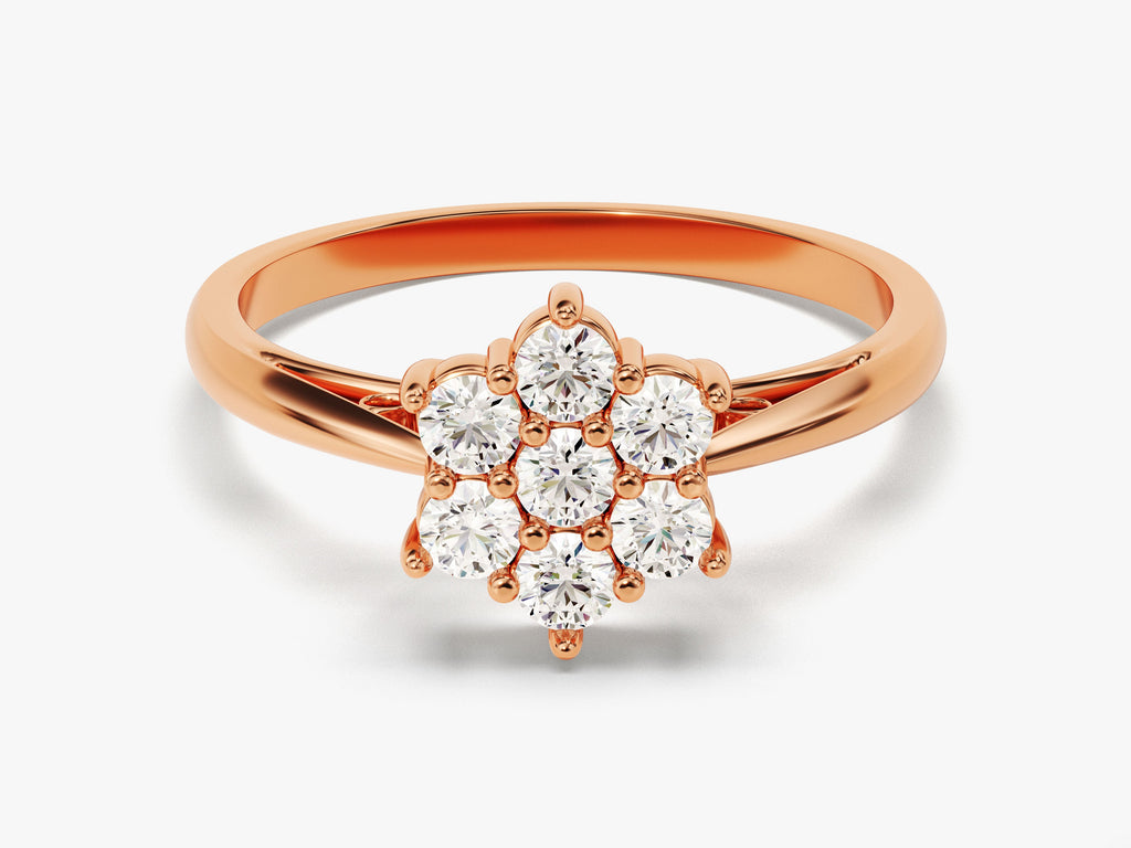Round Lab Grown Floral Diamond Engagement Ring For Women