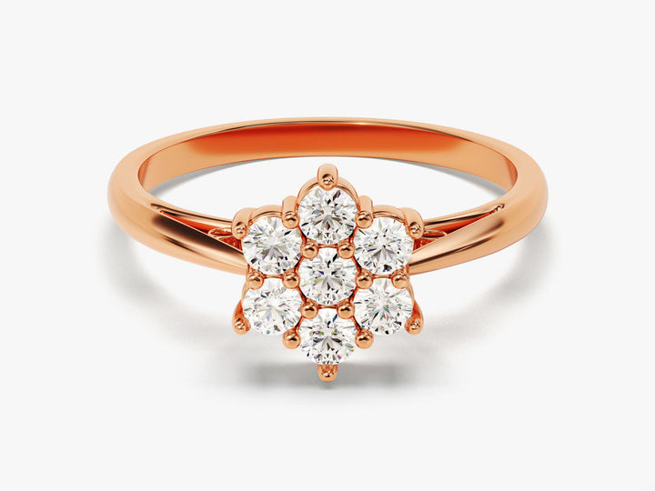 Round Lab Grown Floral Diamond Engagement Ring For Women