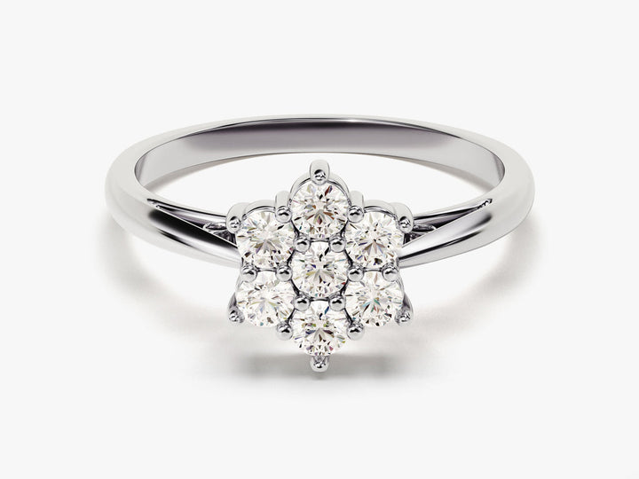 Round Lab Grown Floral Diamond Engagement Ring For Women