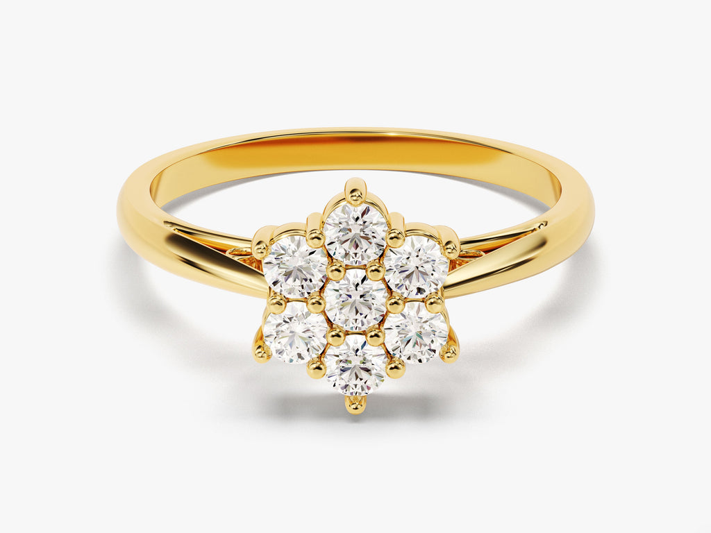 Round Lab Grown Floral Diamond Engagement Ring For Women