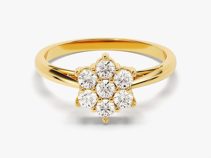 Round Lab Grown Floral Diamond Engagement Ring For Women