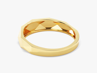 14k Solid Gold Faceted Wedding Band For Women