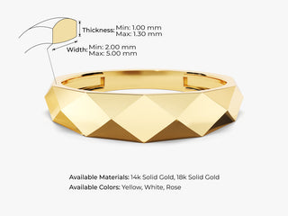 14k Solid Gold Faceted Wedding Band For Women