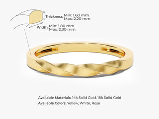 14k Solid Gold Twist Wedding Band For Women