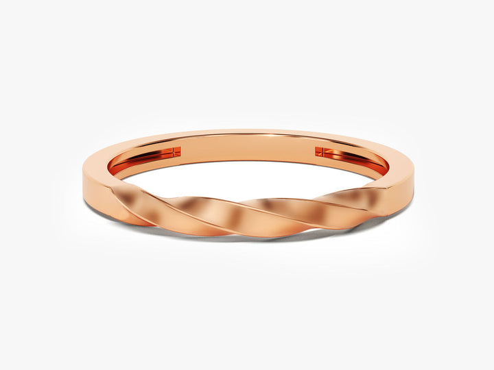 14k Solid Gold Twist Wedding Band For Women