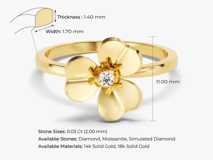 Round Lab Grown Flower Diamond Engagement Ring For Women