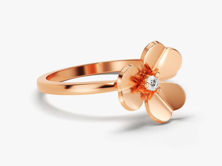 Round Lab Grown Flower Diamond Engagement Ring For Women