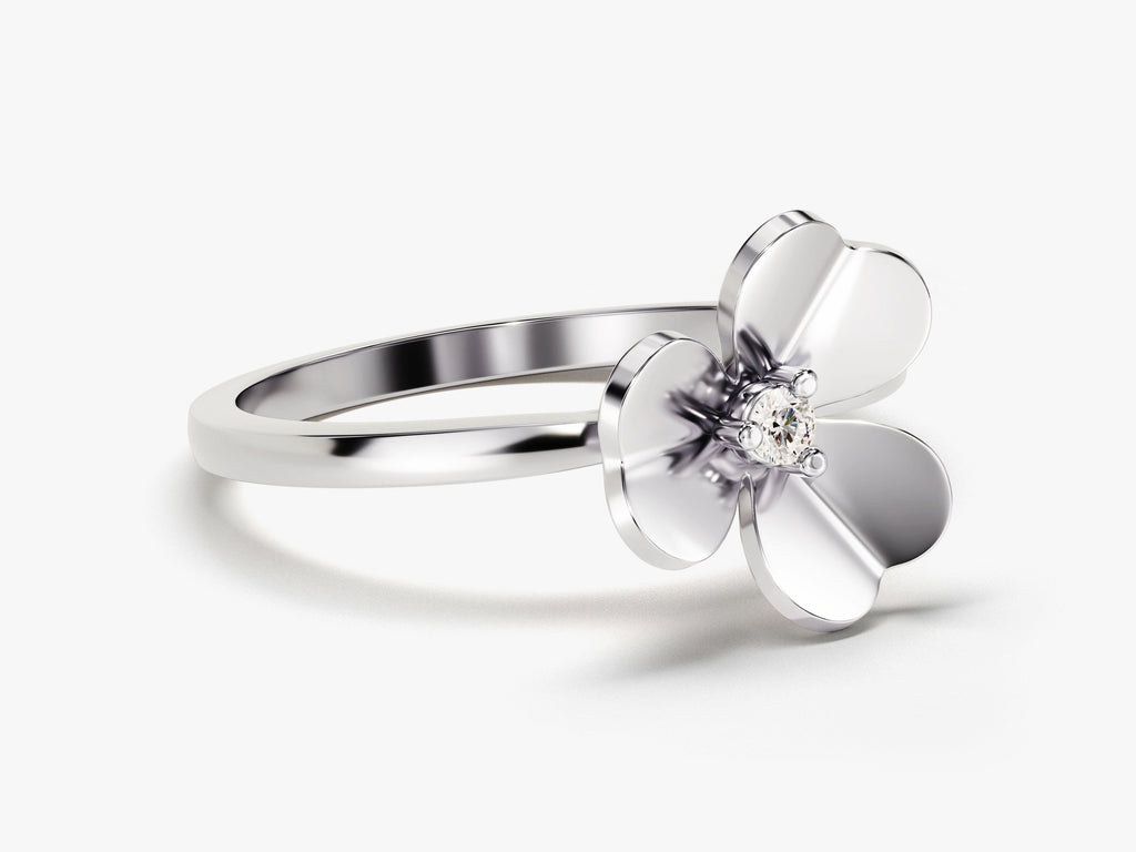 Round Lab Grown Flower Diamond Engagement Ring For Women