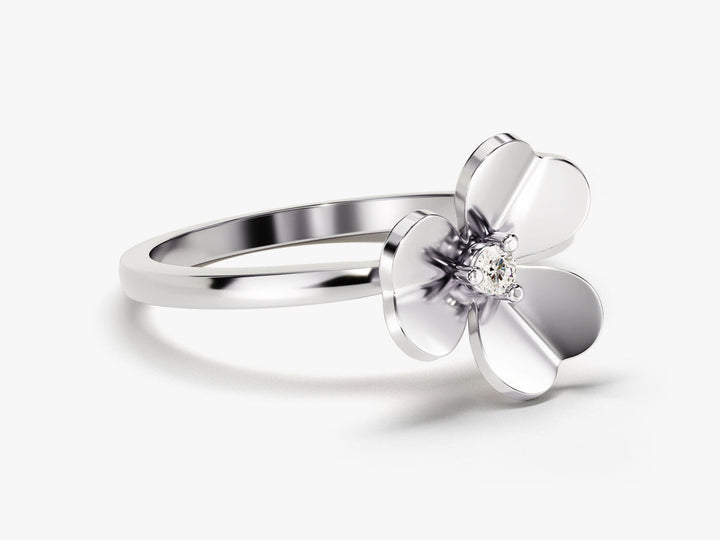 Round Lab Grown Flower Diamond Engagement Ring For Women