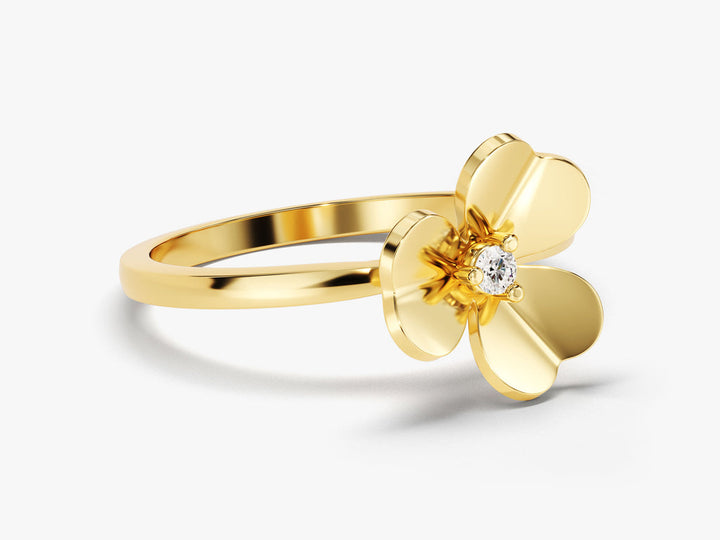 Round Lab Grown Flower Diamond Engagement Ring For Women