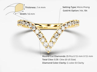 Round Brilliant Cut Long Curved CVD EF/VVS Diamond Wedding Band