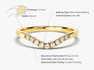 Round Brilliant Cut Curved CVD EF/VVS Diamond Wedding Band