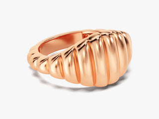 Bold Wavy Signet Ring 14k Solid Gold