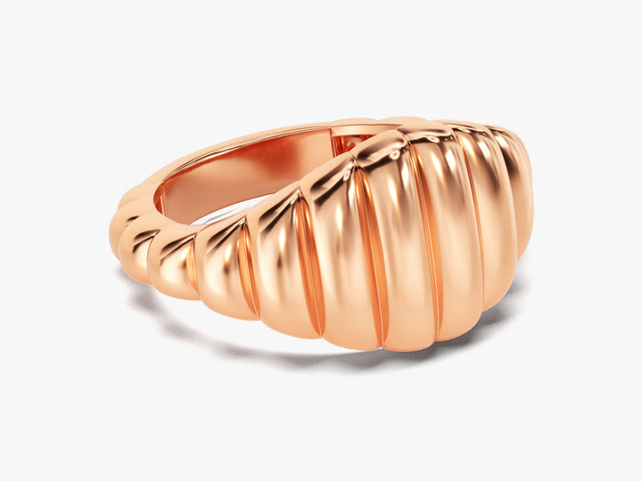 Bold Wavy Signet Ring 14k Solid Gold