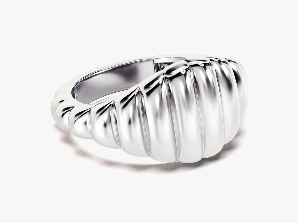 Bold Wavy Signet Ring 14k Solid Gold