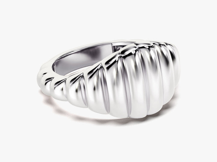 Bold Wavy Signet Ring 14k Solid Gold