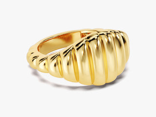 Bold Wavy Signet Ring 14k Solid Gold