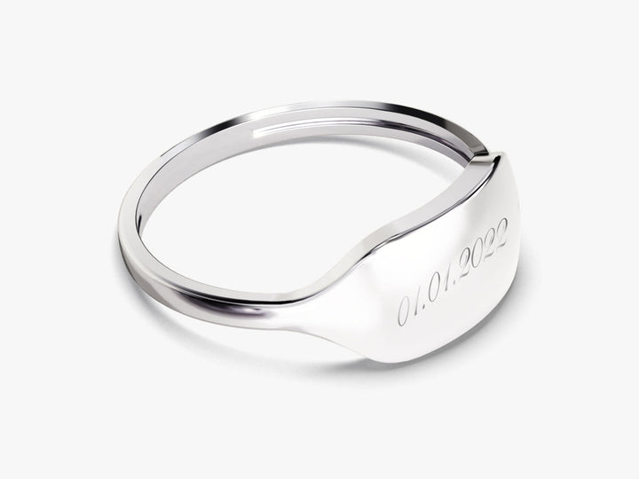 14k Solid Gold Dainty Personalized Signet Ring