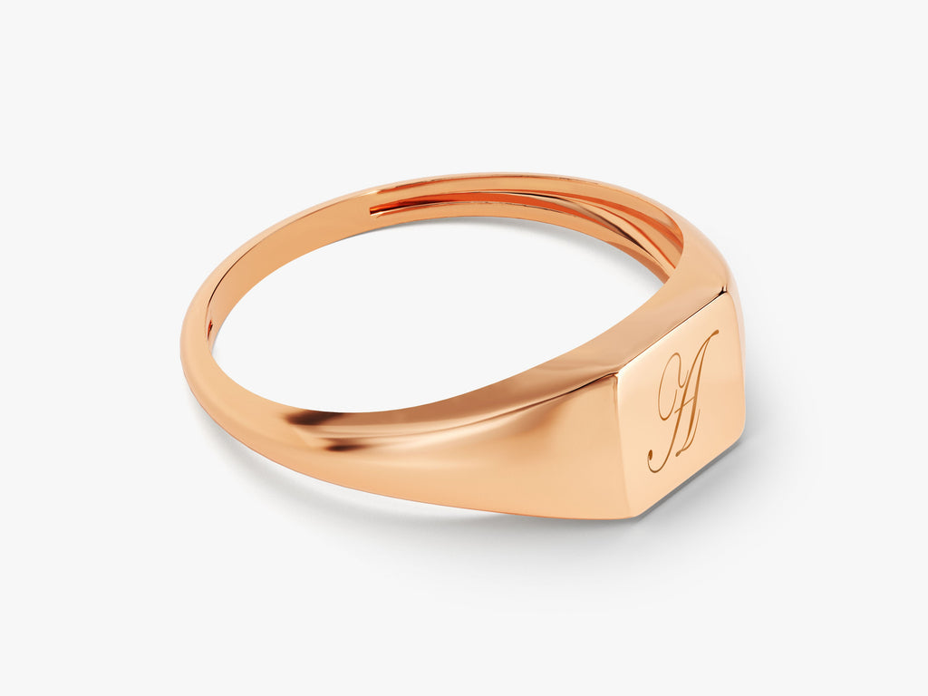 14k Gold Personalized Square Signet Ring