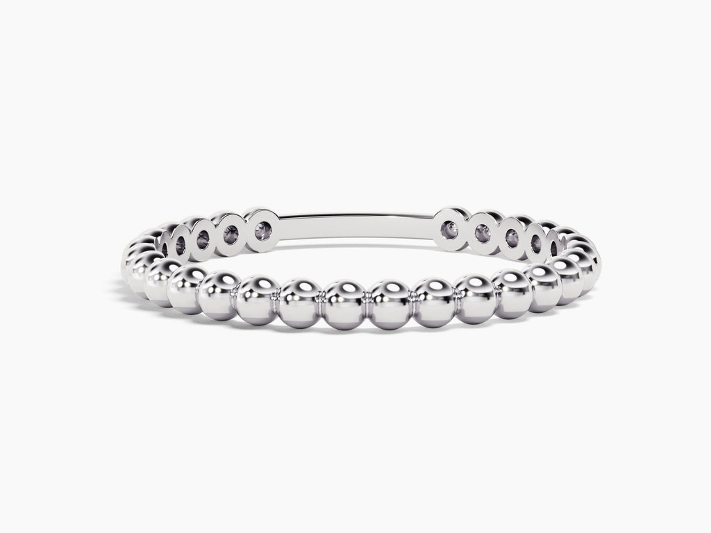 2mm Bead Wedding Band For Women 14k Solid Gold