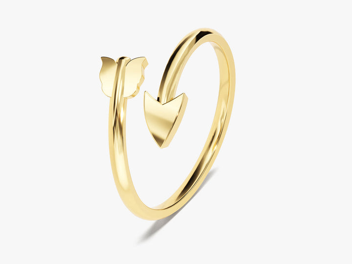 14k Solid Gold Arrow Wedding Band For Women Open Ring