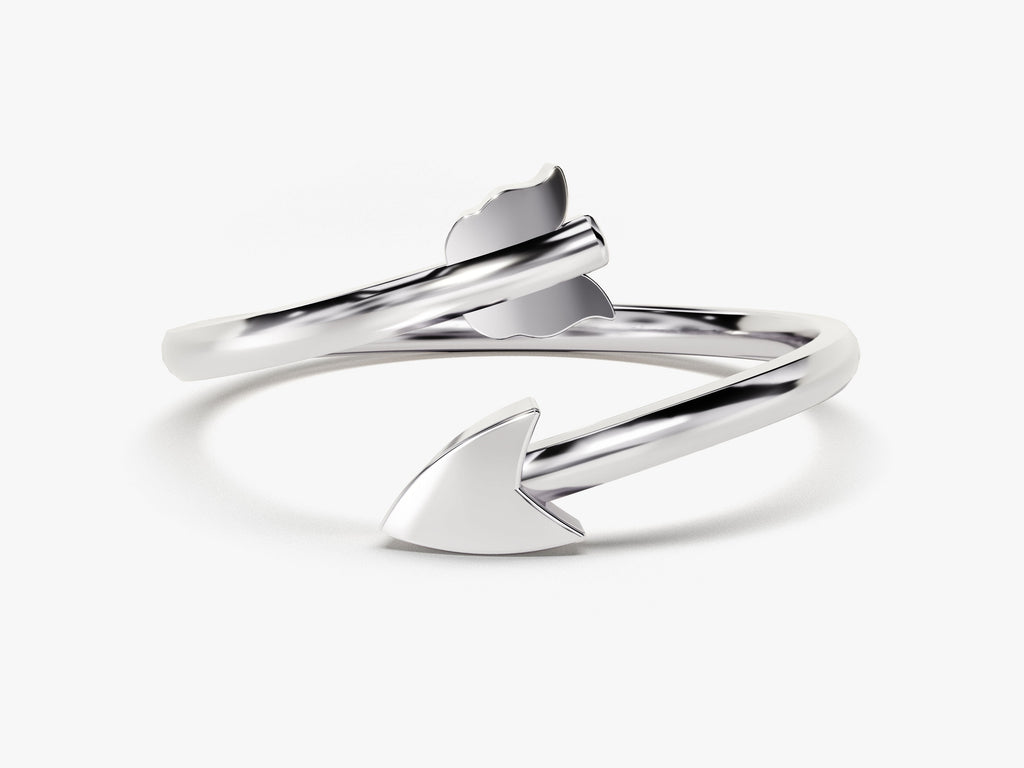 14k Solid Gold Arrow Wedding Band For Women Open Ring