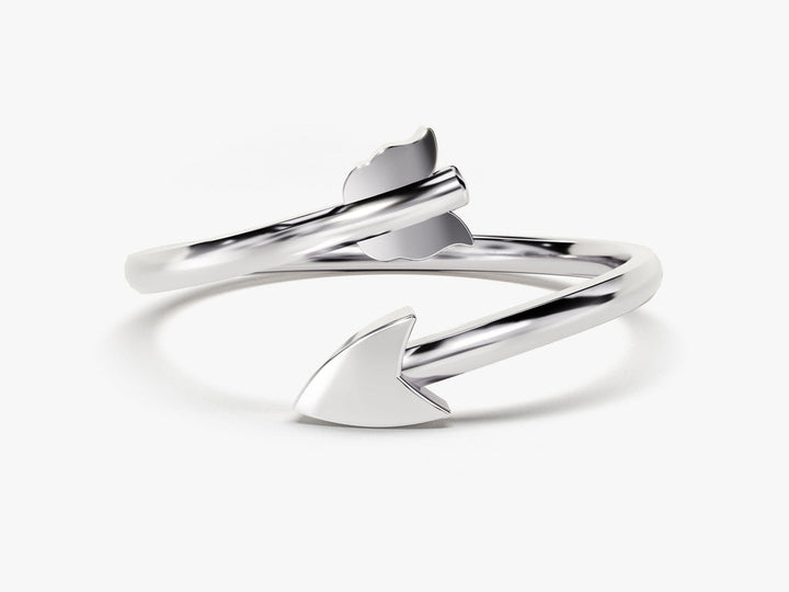14k Solid Gold Arrow Wedding Band For Women Open Ring