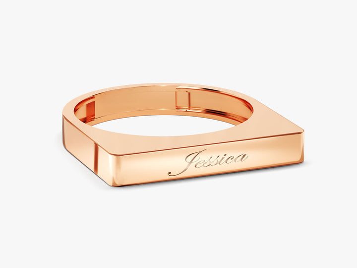 Elongated Rectangular Signet Ring For Women