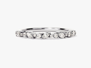 0.24CT Marquise & Round Cut Half Eternity CVD EF/VVS Diamond Wedding Band