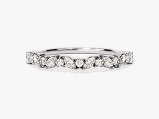 0.34CT Marquise & Round Cut CVD EF/VVS Half Eternity Diamond Wedding Band