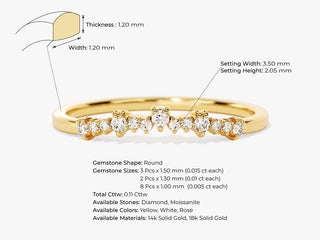 Dainty Curved Round Brilliant CVD EF/VVS Diamond Wedding Band