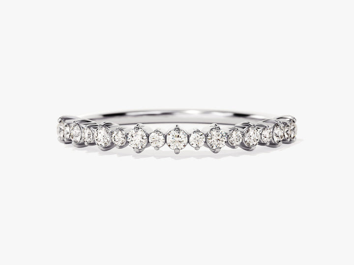 Round Brilliant Prong-Set CVD EF/VVS Half Eternity Diamond Wedding Band