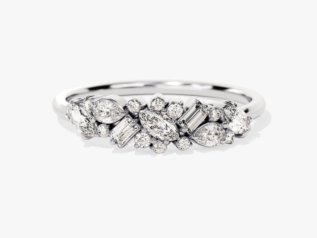 Mix Stone CVD EF/VVS Cluster Diamond Wedding Band Anniversary Gift