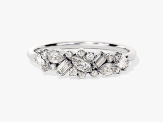 Mix Stone CVD EF/VVS Cluster Diamond Wedding Band Anniversary Gift