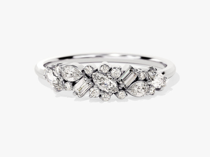 Mix Stone CVD EF/VVS Cluster Diamond Wedding Band Anniversary Gift