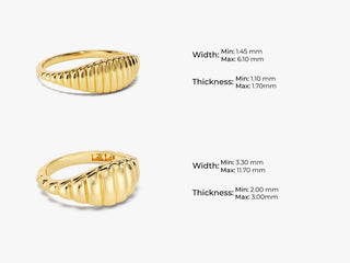 Bold Wavy Signet Ring 14k Solid Gold