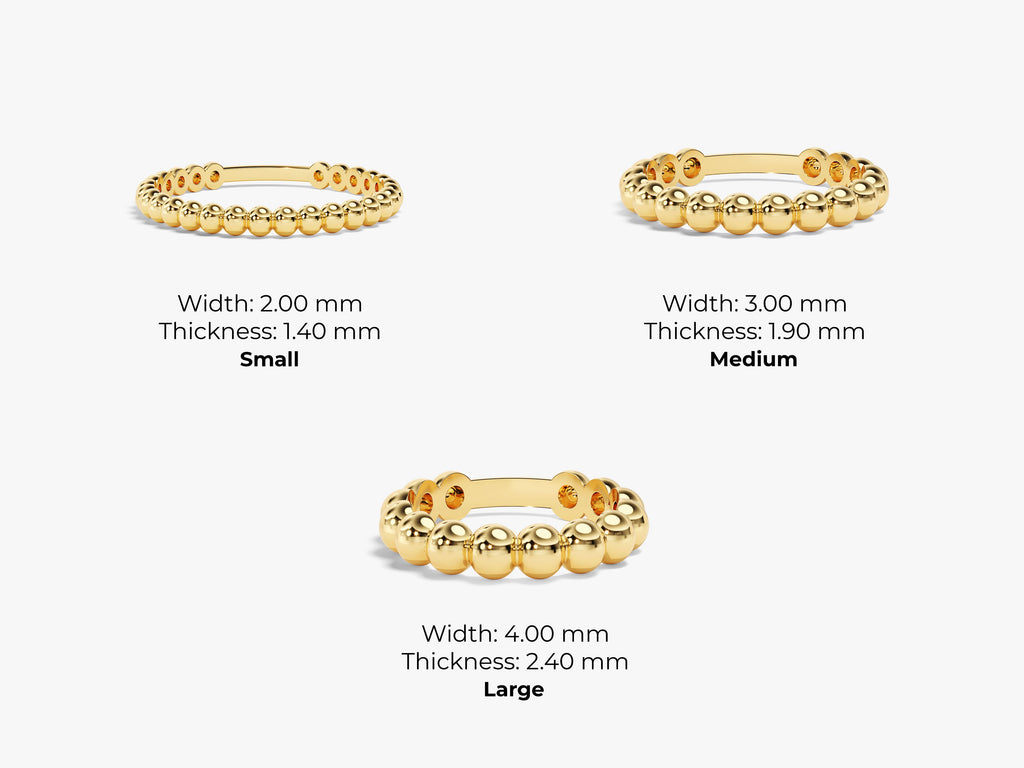 2mm Bead Wedding Band For Women 14k Solid Gold