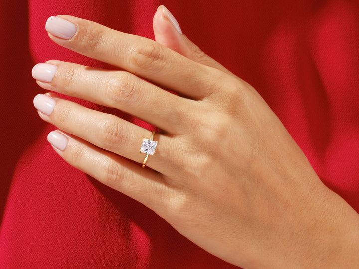 1.50CT Princess Cut Solitaire F-VS Lab Grown Diamond Engagement Ring Set