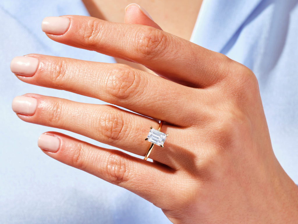 2.0CT Emerald Lab Grown Diamond Solitaire Engagement Ring For Women