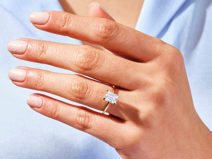 2.0CT Emerald Lab Grown Diamond Solitaire Engagement Ring For Women