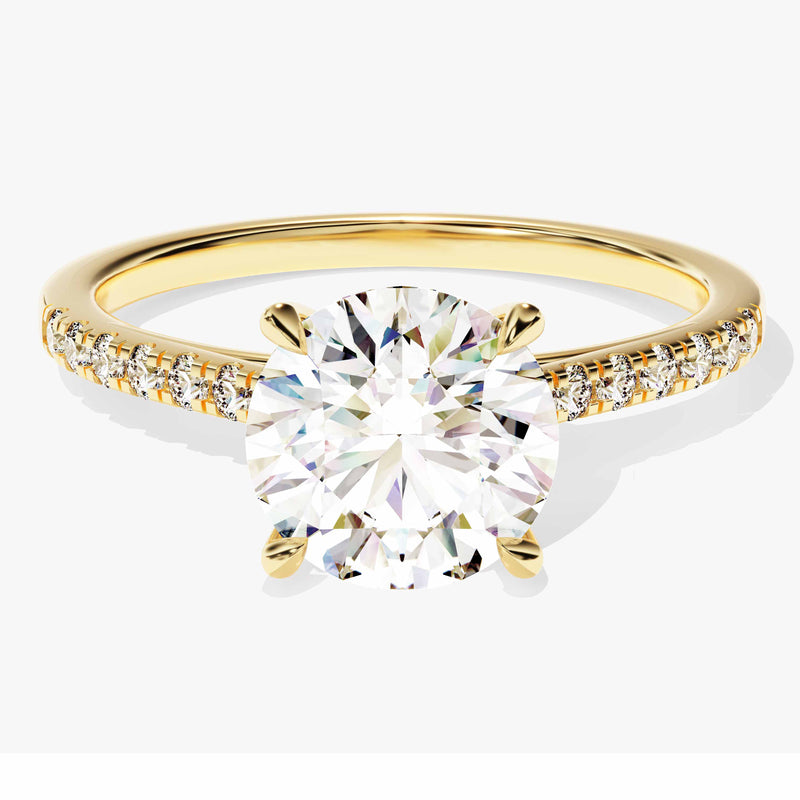 2.0CT Cathedral Round Cut Lab Grown Diamond Pave Engagement Ring For Women