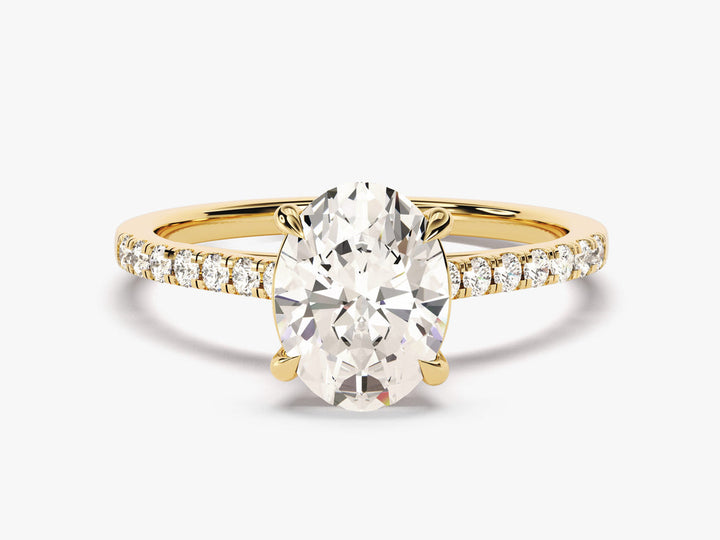 2.0CT Cathedral Oval Cut Lab Grown Diamond Pave Engagement Ring For Women