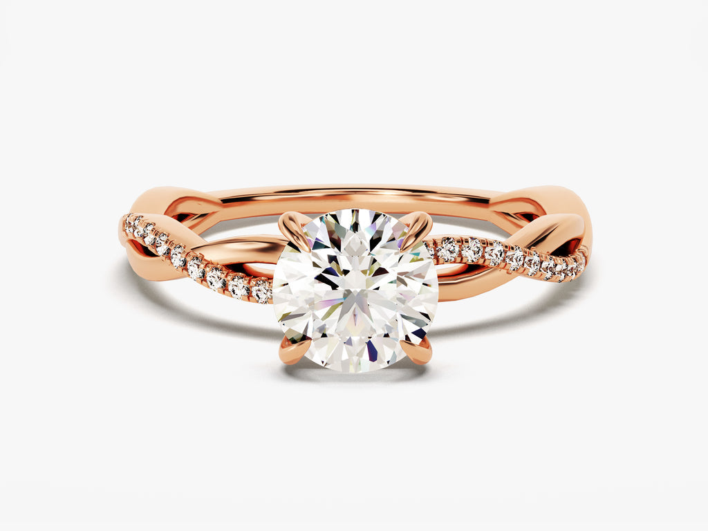 1.0CT Round Cut Twist Lab Grown Diamond Engagement Ring For Her