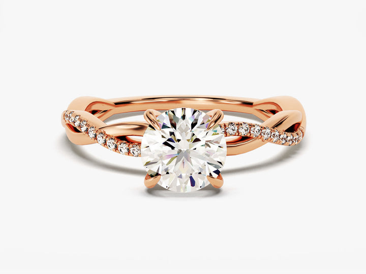 1.0CT Round Cut Twist Lab Grown Diamond Engagement Ring For Her