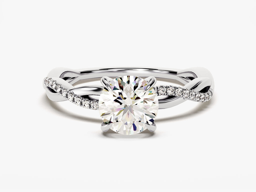 1.0CT Round Cut Twist Lab Grown Diamond Engagement Ring For Her