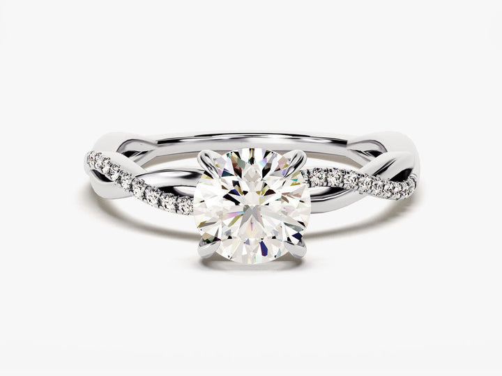 1.0CT Round Cut Twist Lab Grown Diamond Engagement Ring For Her