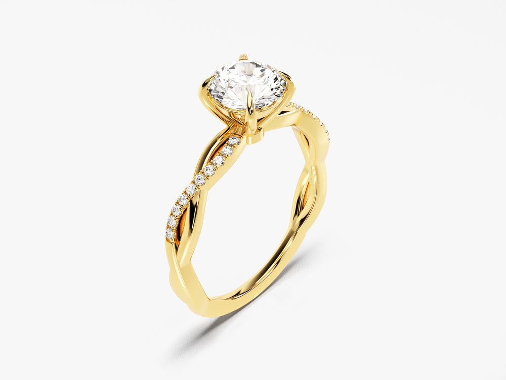 1.0CT Round Cut Twist Lab Grown Diamond Engagement Ring For Her